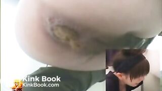 Girl Pooping Out A Hard Turd