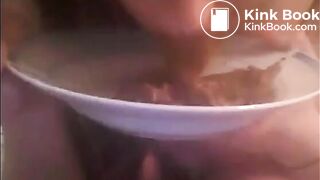 shitting on plate and eating