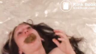 Young Chick Eating Shit