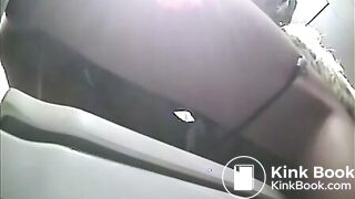 girl  puking and pissing in public toilet