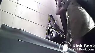 girl  puking and pissing in public toilet