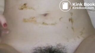 Hairy Girl Plays With Shit