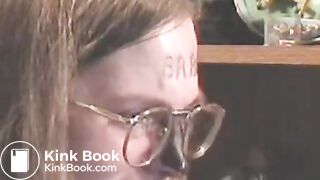 Slave licks her shitty plug clean