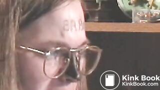 Slave licks her shitty plug clean