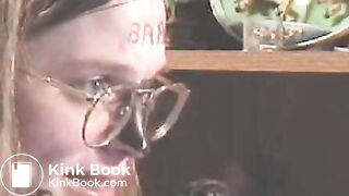 Slave licks her shitty plug clean