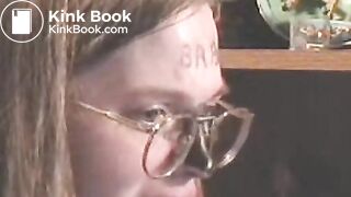 Slave licks her shitty plug clean