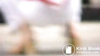 girl pooping in the pants in the street 7