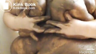 Yucky Princess gags and smears shit on tits