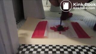 Girl shitting on flags