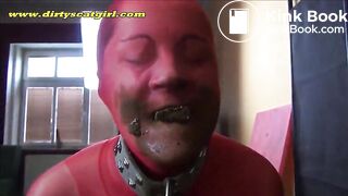 private scat slave in red pantyhose encasement