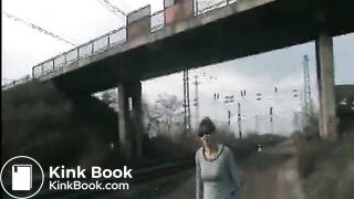 Shitting and pissing on a train track