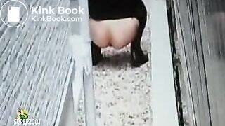 Girl taking a dump in public