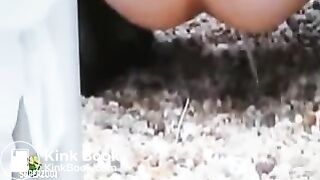 Girl taking a dump in public