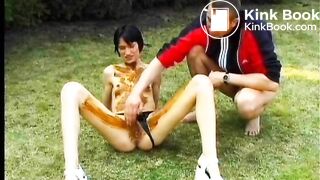 Outdoor Blowjob Ends In Scat Mess