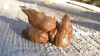 Pretty blonde girl pooping