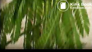Green dress at beach