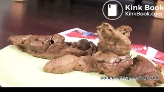 College Hottie Pooping On Plate