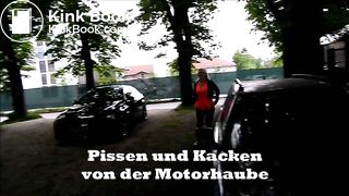 Pissing and shitting on car hood