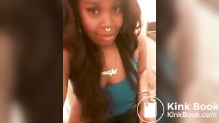 Pretty Ebony Shitting on Toilet