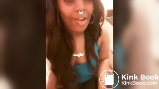 Pretty Ebony Shitting on Toilet