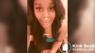 Pretty Ebony Shitting on Toilet