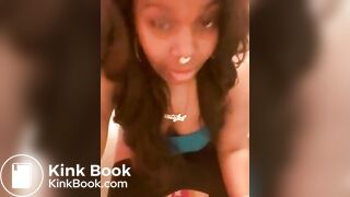 Pretty Ebony Shitting on Toilet