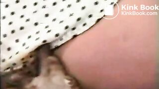 big tits MILF feeds her slave