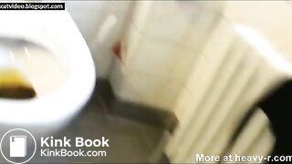 Teen Takes A Big Shit On Toilet