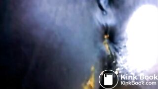Black teen shitting close up