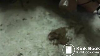 Tied Sub Rolling Down Her Own Feces
