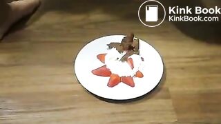 Scat with strawberries