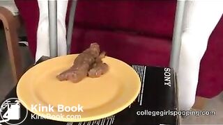 Pretty girl from college Daisy shits on the plate - Scat Video Collection