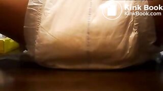 An enema is given and it defecates on a diaper