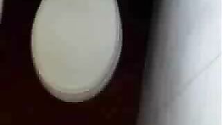 Pretty blonde teen pooping on hidden toilet cam