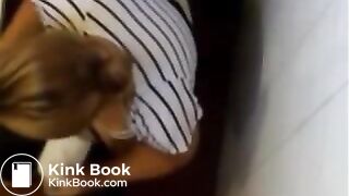 Pretty blonde teen pooping on hidden toilet cam