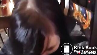 Amateur, brazen, public restaurant blowjob