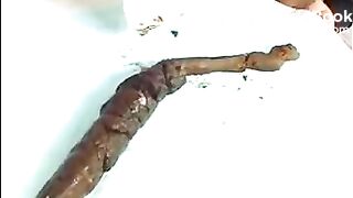 Akane Wakatsuki masturbating with her own shit