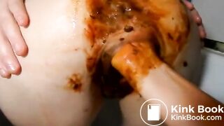 Extreme lesbian deep scat pussy fisting shit scat poop  480mp4