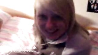 Cute blonde college freshman dared to run the dorm