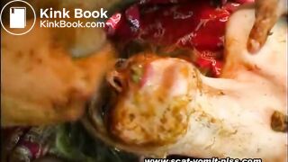 Hottie swallows shitty cum and piss