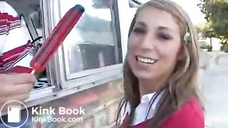 Teen bimbo gets fucked in a van