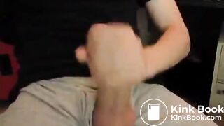 Stroking fat cock until it explodes