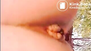Girl shitting outdoor closeup