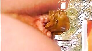 Girl shitting outdoor closeup