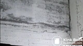 Girl shitting diarrhea in a dirty public toilet