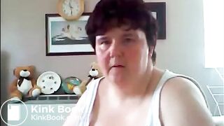 Fat older woman shitting on white panty