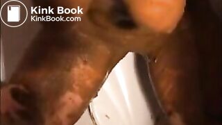 Dirty girl smear shit all over her body
