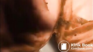 Dirty girl smear shit all over her body