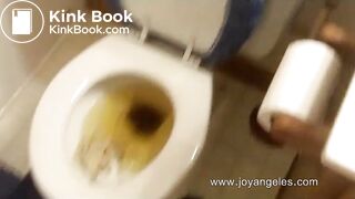 Soft poop from attractive brunette