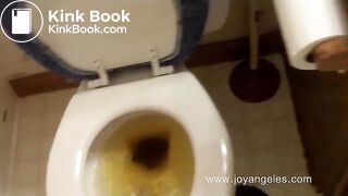 Soft poop from attractive brunette